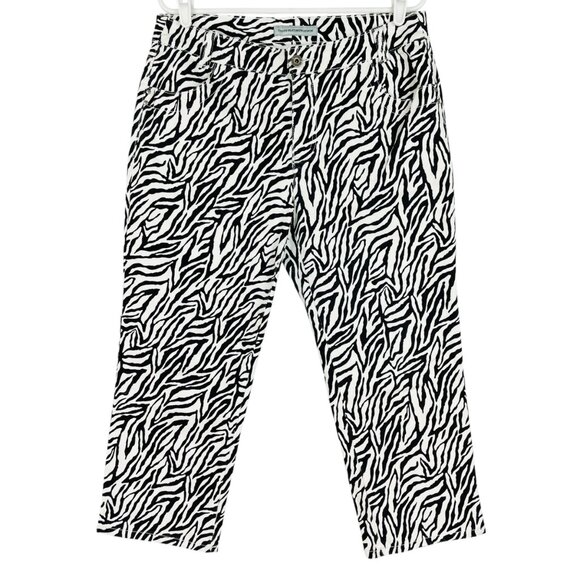 Chicos Platinum Women's Stretch Zebra Print Cropped Denim Jeans 2 US L-12 NWOT - Picture 1 of 9